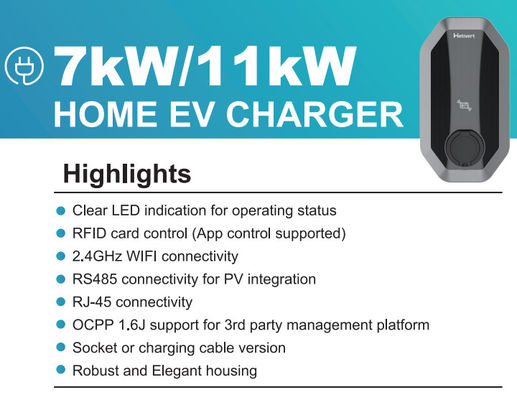 3 مراحل نوع 2 EV شحن كومة 11kw EVSE المحمول للسيارات الكهربائية